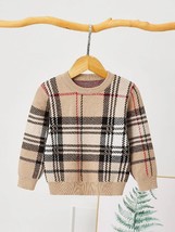 SHEIN Toddler Boys Plaid Round Neck Sweater (Choose Size) NEW W TAG - £46.12 GBP