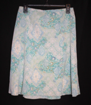 VINTAGE Norton McNaughton Floral &amp; Paisley Skirt Size 8 Blue White Teal - £14.33 GBP