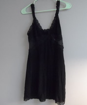 Adore Me Women&#39;s Soft Cozy Bodysuit Sleepwear Slip Gown 01580 Black Medium - £7.43 GBP