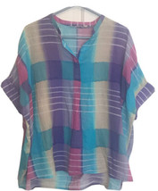 Soft Surroundings Sheer Multicolored Tunic Blouse Women’s Oversized Shirt  - £19.03 GBP