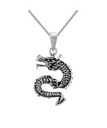 Chinese Dragon Pendant 925 Silver Necklace - £22.15 GBP