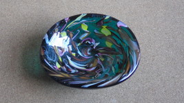 Vintage Mcm Avem Murano Bizantino Zanfirico TUTTI-FRUITTI Green Cased Glass Bowl - £99.91 GBP