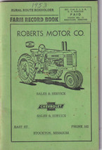 Vintage 1953 Stockton Missouri Roberts Motor Co Farm Record Book Chevrolet - £7.97 GBP