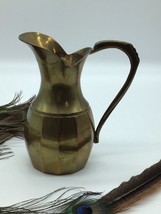 Vintage Solid Brass Pitcher 6” Tall Unique Faceted Design Made in India - £13.14 GBP