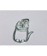 CHUBBY KITTY CAT PENDANT in STERLING SILVER - 1.25 inches - FREE SHIPPING - £30.76 GBP