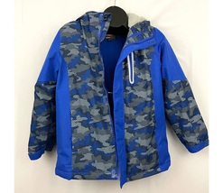 Swiss Tech Boys Jacket Large Blue Camo Fleece Lined Pockets Hooded - £15.77 GBP