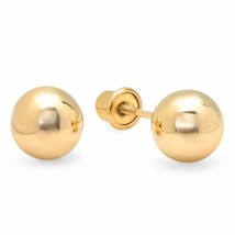 14k Solid Yellow Gold High Polish Screwback Large 8mm Round Ball Stud Earrings - £82.33 GBP