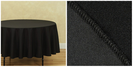70&quot; Round Polyester Tablecloth for Wedding Event Banquet Party - Black - P01 - £28.19 GBP