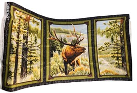 Wildlife Elk Panel Cotton Fabric Panel For Quilting Or Crafting 44x23 inch - $18.70