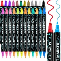 Artify 24 Colors Acrylic Paint Pens - Dual Tip Markers for Rock Painting, Wood, - £21.39 GBP