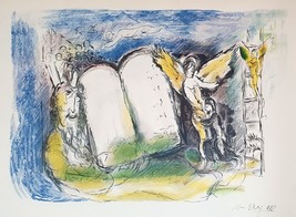 Marc Chagall Signed Lithograph L.E. Reproduction, Moses 10 Commandments, 50 x 70 - £177.94 GBP