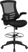 Ergonomic Black Mesh Drafting Chair With Adjustable Foot Ring And Flip-Up Arms - $180.99