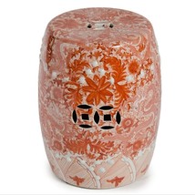 Orange and White Dragon Motif Porcelain Garden Stool 18&quot; - £283.84 GBP