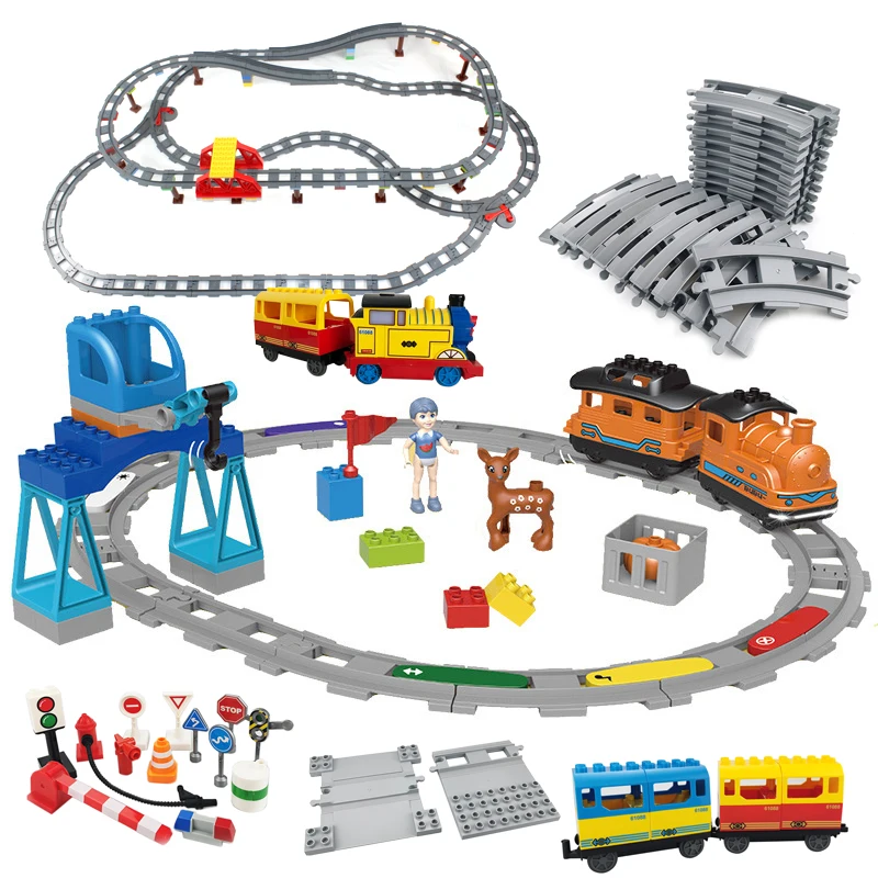 Play Big Size Building Blocks Train Railway Transport Set Track Parts Electric L - £23.10 GBP