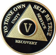 5 Year AA Medallion Black Gold Plated Anniversary Chip - £14.76 GBP