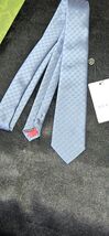 Gucci Tie Mens 100% Silk Blue GG interlocking pattern logo New With Tags - $124.73