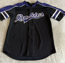 Colorado Rockies Baseball Boys Purple Black Embroidered Jersey Medium 10-12 - £21.19 GBP