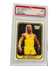 Mr Perfect Curt Hennig Rookie RC WWF Wrestling Card WWE 1991 Merlin Italy PSA 9 - £350.36 GBP
