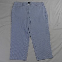 Talbots 12 Blue White Seersucker Perfect Crop Sunshine Slim Pants - £15.71 GBP