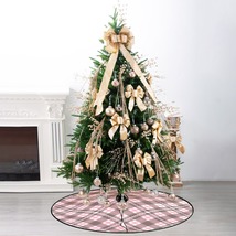 NEW! Christmas Tree Skirt: Light Pink and Brown Plaid - £23.44 GBP