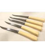 Vintage Quikut Stainless Steel Knife Set Pale Yellow Handles Set of 5 - €16,30 EUR