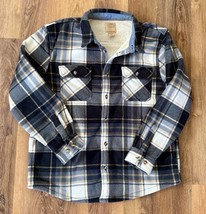 Telluride Shirt Men XL Black Cream Tan Plaid Check Shacket Soft Flannel ... - $24.75