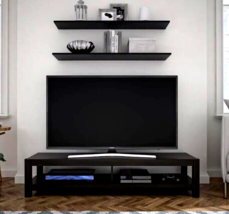 Black Oak Woodgrain TV Stand Up to 65&quot; Living Room Bedroom Furniture - £112.99 GBP