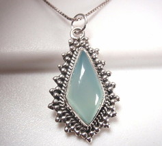 Blue Chalcedony Tribal Style 925 Sterling Silver Pendant - £15.81 GBP