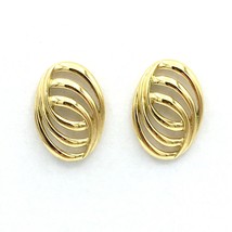 TRIFARI interlocking oval stud earrings - gold-tone elegant openwork pie... - $23.00