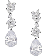 Marquise Wedding Earrings Brides Teardrop Crystal Zirconia Bridal Drop E... - £27.40 GBP