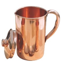 Pure Copper Smooth Water Jug | Copper Pitcher for Ayurveda Health Benefi... - $27.71