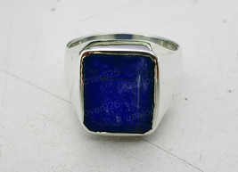 Blue Sapphire Men Ring Sterling Silver Handmade Men Ring Gift For Men Jewelry - £50.52 GBP