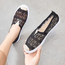 22 Lady Casual Comfort Hollow Breathable Slip On Lace Mesh Lazy Shoes Women Flat - £21.96 GBP