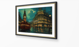 This digital painting captures a lively, rainy night in London - €2,15 EUR