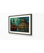 This digital painting captures a lively, rainy night in London - $45.49 MXN