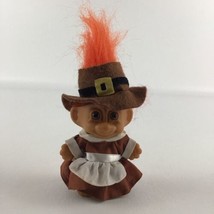 Russ Berrie Troll Doll Collectible 4&quot; Figure Thanksgiving Pilgrim Orange Vintage - £19.29 GBP