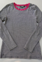 Lauren Polo Shirt Womens S Green Label Black White Striped Long Sleeve Top - $22.79