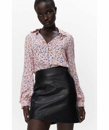 ZARA Size XS Ruffle Accent Sleeved Floral Women&#39;s Blouse Top Pink Multic... - $19.00 CAD