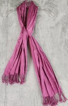 Womens Scarf One Size Pink Sheer Fringed 80s Retro Soft Cozy Shawl - £39.13 GBP