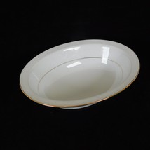 Noritake Guenevere 10 inch Oval Vegetable Bowl Gold Trim White Scroll Porcelain - £21.33 GBP
