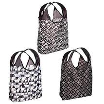 O-WITZ Reusable Shopping Bags, Ripstop, Folds Into Pouch, 3 Pack, Classic Black  - £11.87 GBP