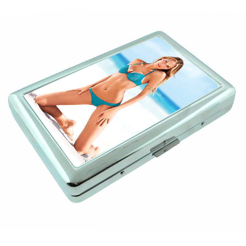Beach Pin Up Girls D14 Silver Metal Cigarette Case RFID Protection Wallet