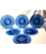 Vintage TIARA Glass CROWN IMPERIAL BLUE 10.5&quot; Dinner Plate - Set Of 6 - £41.75 GBP