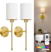 Niorsun Battery Operated Wall Sconce Set Of 2, Gold Wireless Rechargeabl... - $1,359.41 MXN