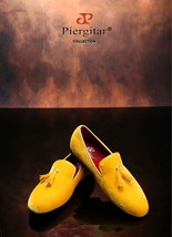 &quot;Piergitar&quot; New Men&#39;s Yellow  Velvet Shoe with Velvet Tassel ! - £160.35 GBP