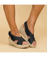 Sunvit Platform Sandals Wedges Mid Heels Open Toe Slide Sandals Size 41 ... - $12.28