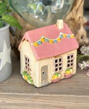Pink Ceramic Bunting Tealight House/Candle Holder - $20.69