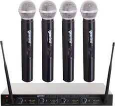 Four Handheld Microphones And A Receiver For Dj, Karaoke, Stage Performa... - £205.18 GBP