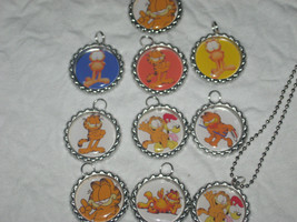 Garfield the cat BottleCap Necklaces great party favors lot of 10 - £10.05 GBP