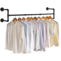 Industrial Pipe Clothes Rack, 50&#39;&#39; Wall Mounted Closet Bar, Heavy Duty C... - $54.99